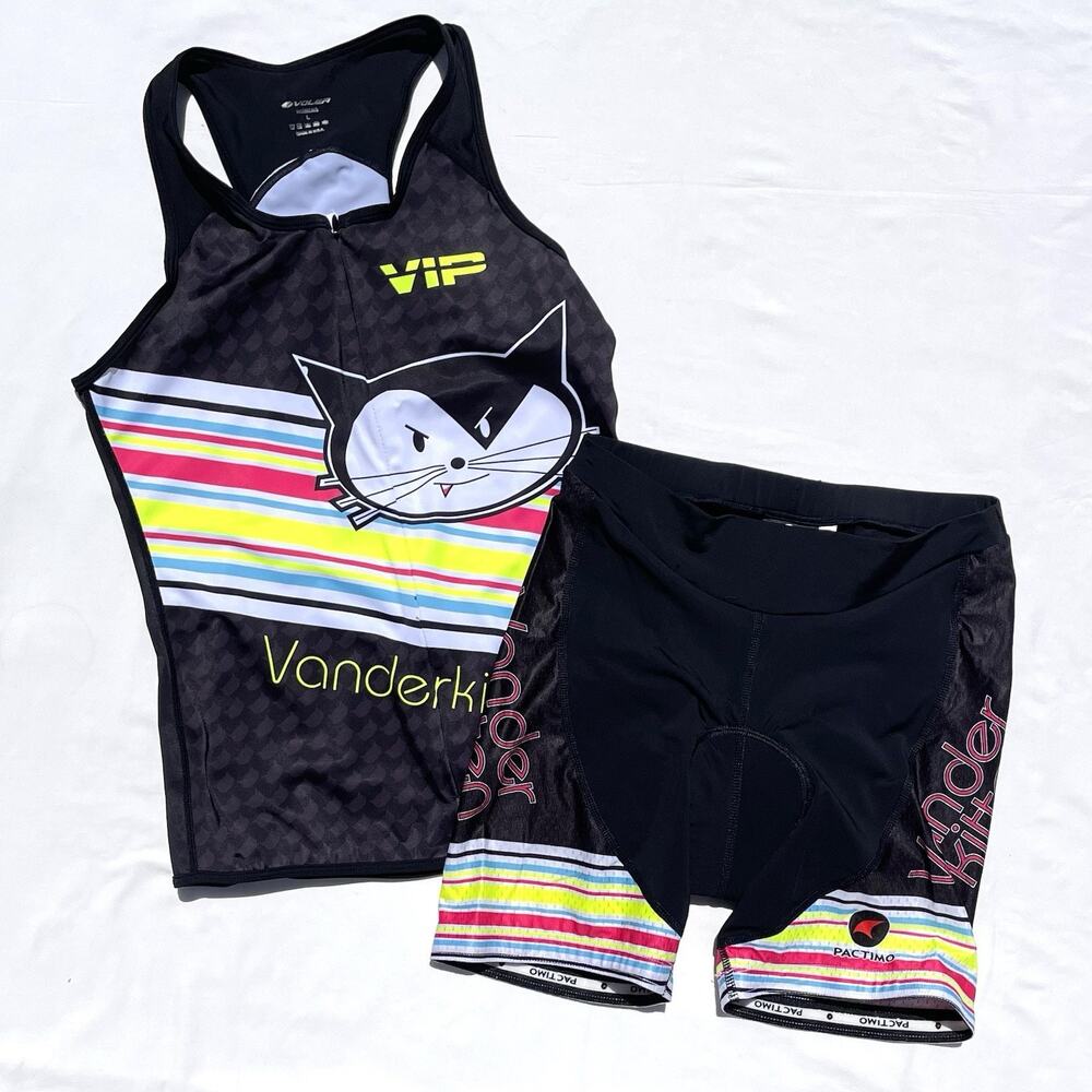 Voler Pactimo Vanderkitten Tri Set Womens Large Triathlon Tank Jersey Shorts